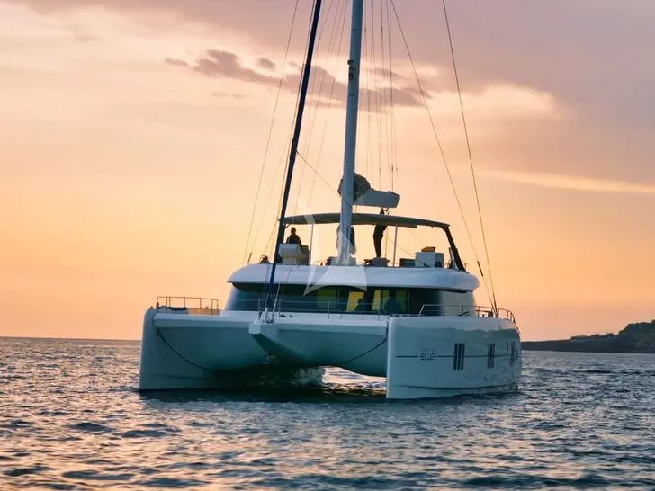 FEEL THE BLUE Sunreef 60 - anchored under the sunset FEEL THE BLUE Sunreef 60 - anchored under the sunset