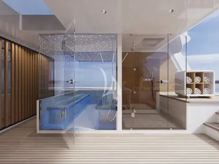 FELICITA Mangusta(Overmarine)Oceano 50 - beach club steam room FELICITA Mangusta(Overmarine)Oceano 50 - beach club steam room