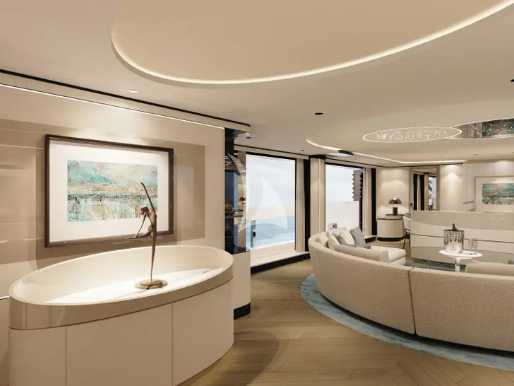 FELICITA Mangusta(Overmarine)Oceano 50 - main saloon foyer FELICITA Mangusta(Overmarine)Oceano 50 - main saloon foyer