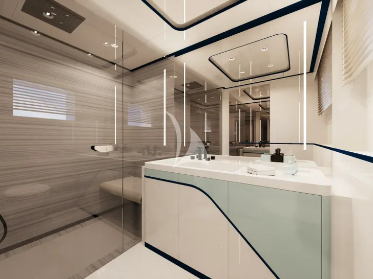 FELICITA Mangusta(Overmarine)Oceano 50 - twin cabin bathroom FELICITA Mangusta(Overmarine)Oceano 50 - twin cabin bathroom