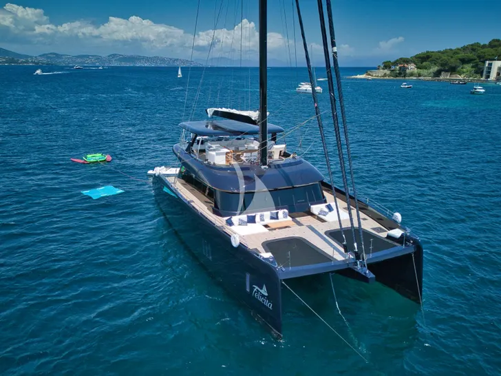 FELICITA Sunreef 80 - anchored bow view FELICITA Sunreef 80 - anchored bow view