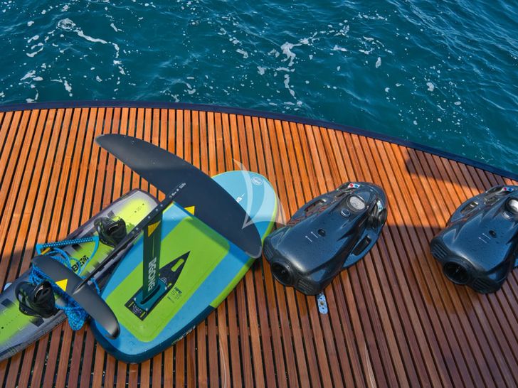 FELICITA Sunreef 80 - water toys on the swim platform FELICITA Sunreef 80 - water toys on the swim platform