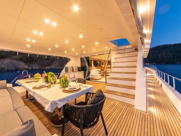 FLOKI Custom 78 Motor Yacht - aft deck seating and dining area FLOKI Custom 78 Motor Yacht - aft deck seating and dining area
