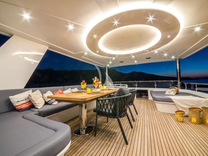 FLOKI Custom 78 Motor Yacht - flybridge at night FLOKI Custom 78 Motor Yacht - flybridge at night