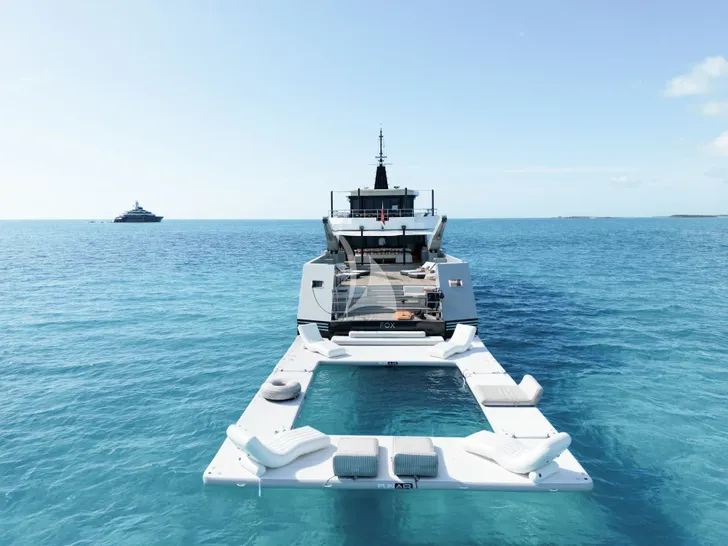 FOX Pendennis 34m - anchored aft view FOX Pendennis 34m - anchored aft view