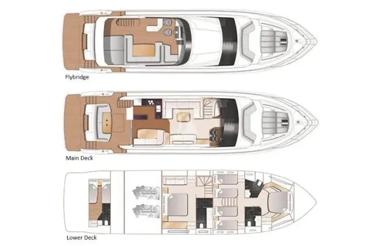 Layout for FREE SOUL Princess 68 - motor yacht layout