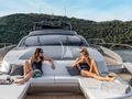 G Riva 90 Argo guests on the foredeck