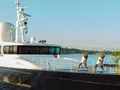 GALILEO Picchiotti 55.7m - guests practicing yoga on sundeck GALILEO Picchiotti 55.7m - guests practicing yoga on sundeck