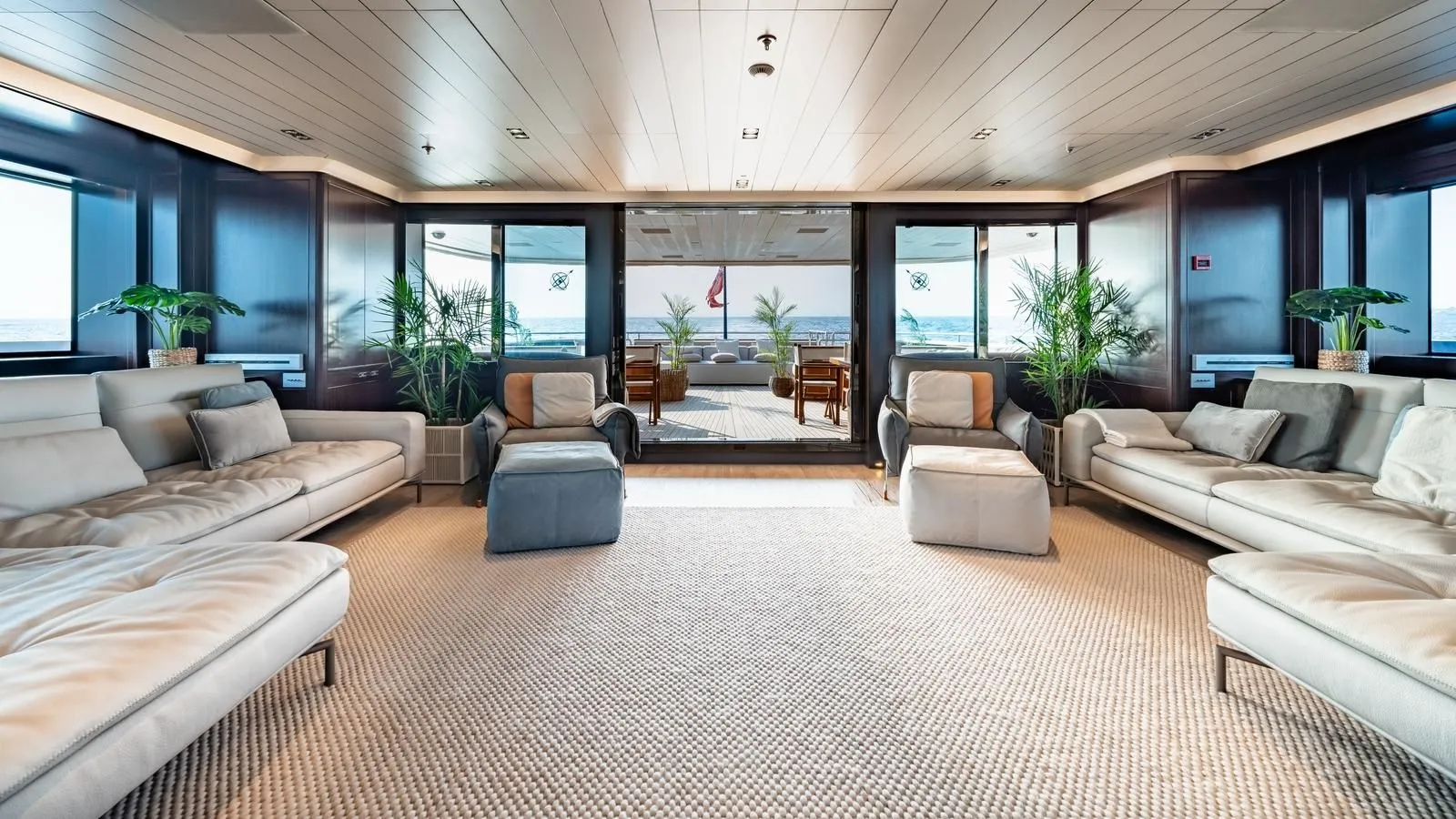 GALILEO Picchiotti 55.7m - salon lounge area opening to aft deck