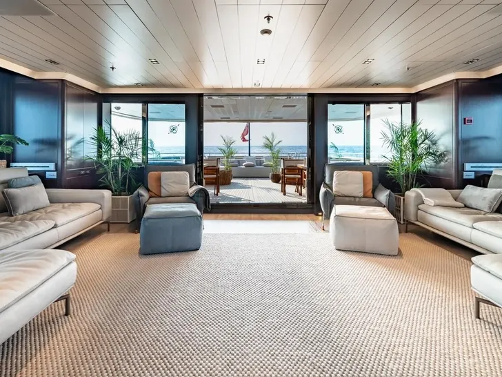 GALILEO Picchiotti 55.7m - salon lounge area opening to aft deck GALILEO Picchiotti 55.7m - salon lounge area opening to aft deck