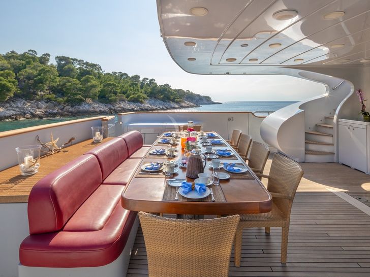 GLAROS Yacht aft 2 dining GLAROS Yacht aft 2 dining