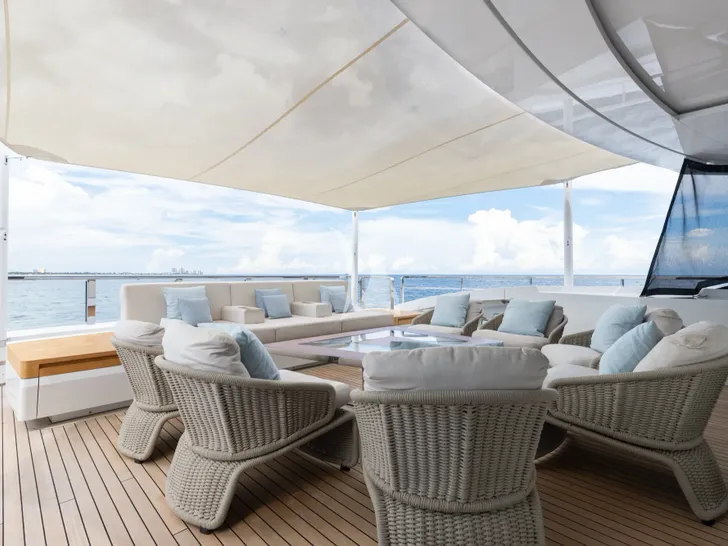 VELOCITY Mangusta GranSport 54 - main aft deck lounge VELOCITY Mangusta GranSport 54 - main aft deck lounge