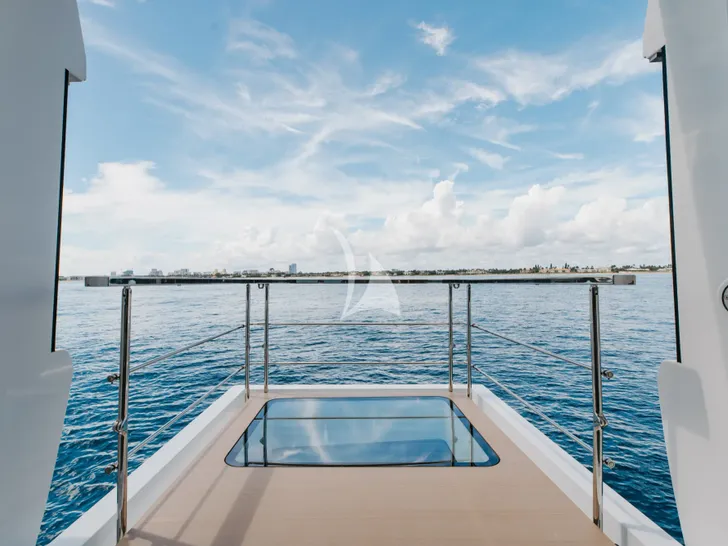 VELOCITY Mangusta GranSport 54 - master cabin fold down balcony VELOCITY Mangusta GranSport 54 - master cabin fold down balcony