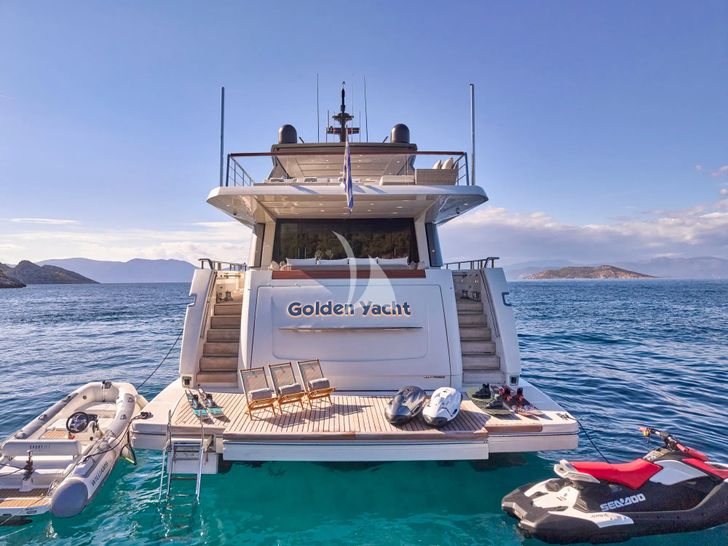 GOLDEN YACHT Sanlorenzo SL106 - aft shot with the water toys GOLDEN YACHT Sanlorenzo SL106 - aft shot with the water toys