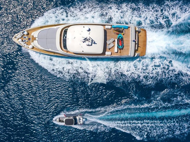 GRACE Aegean Yachts 28m - aerial shot cruising GRACE Aegean Yachts 28m - aerial shot cruising