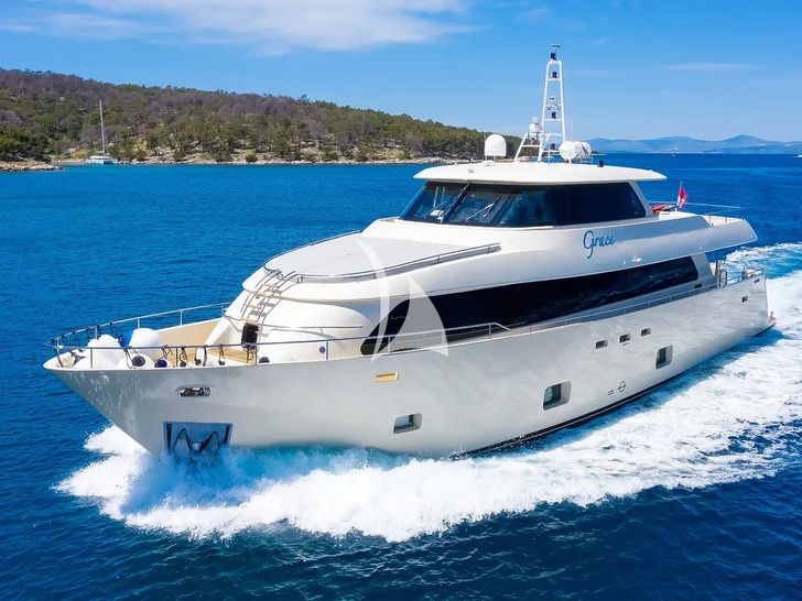 GRACE Aegean Yachts 28m - cruising front view GRACE Aegean Yachts 28m - cruising front view