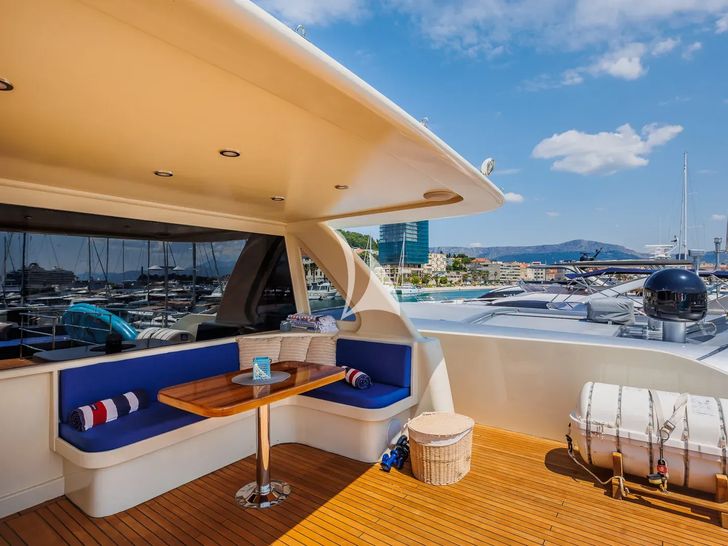 GRACE Aegean Yachts 28m - flybridge dining area GRACE Aegean Yachts 28m - flybridge dining area