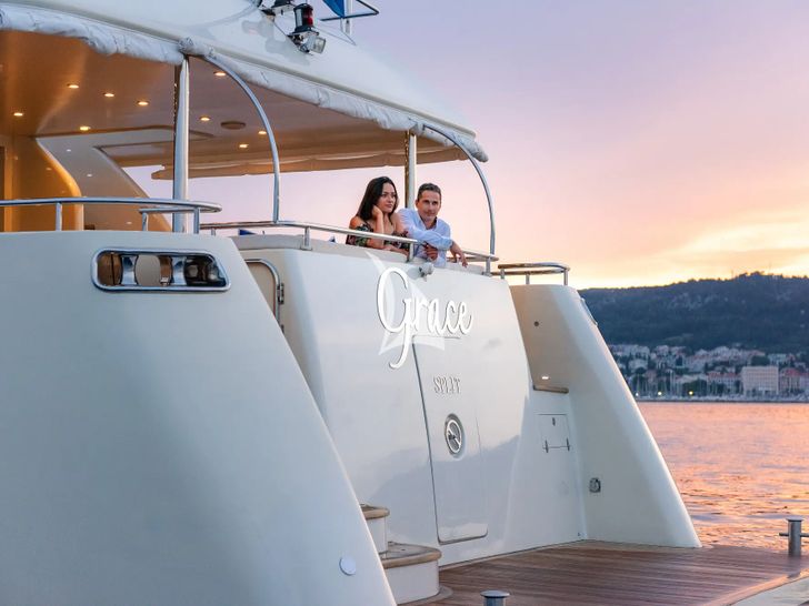 GRACE Aegean Yachts 28m - guests on the aft deck GRACE Aegean Yachts 28m - guests on the aft deck