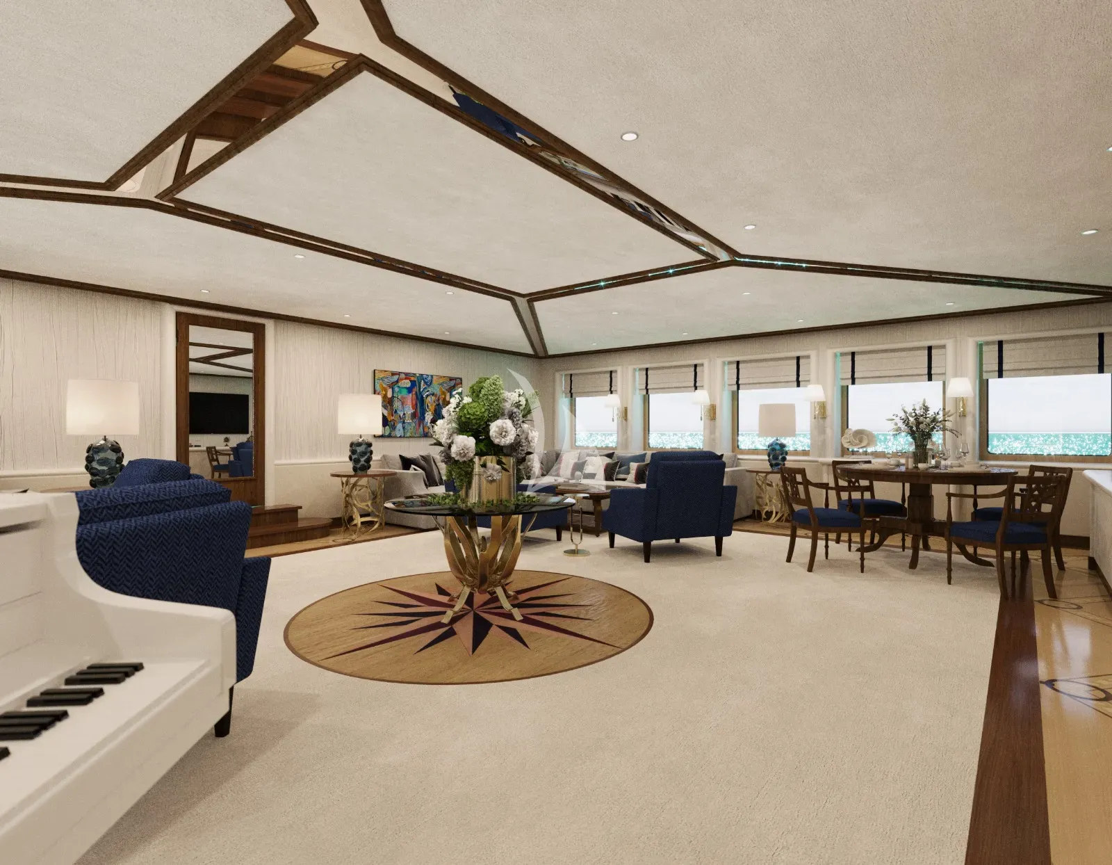 GRAND OCEAN Blohm&Voss 85m - bridge deck saloon