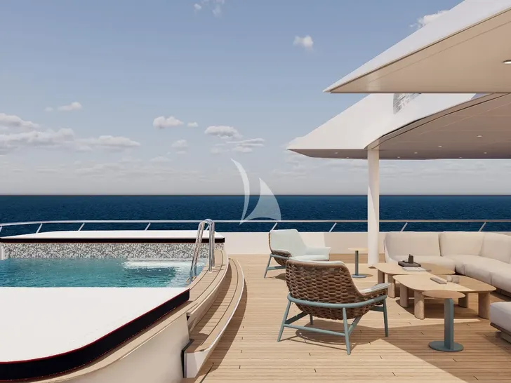 GRAND OCEAN Blohm&Voss 85m - bridge deck lounge and jacuzzi GRAND OCEAN Blohm&Voss 85m - bridge deck lounge and jacuzzi