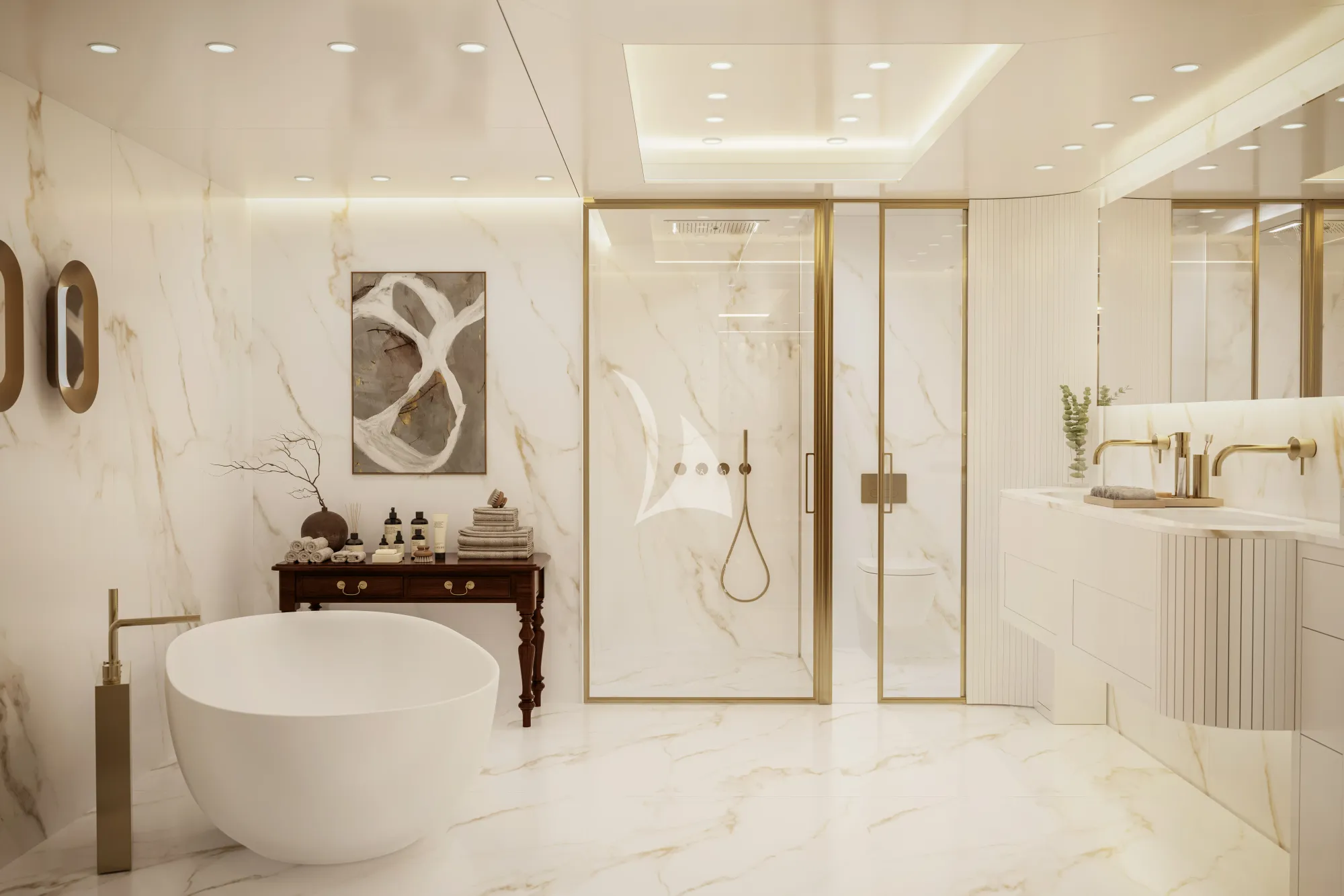 GRAND OCEAN Blohm&Voss 85m - master cabin bathroom