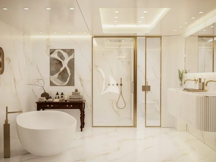 GRAND OCEAN Blohm&Voss 85m - master cabin bathroom GRAND OCEAN Blohm&Voss 85m - master cabin bathroom