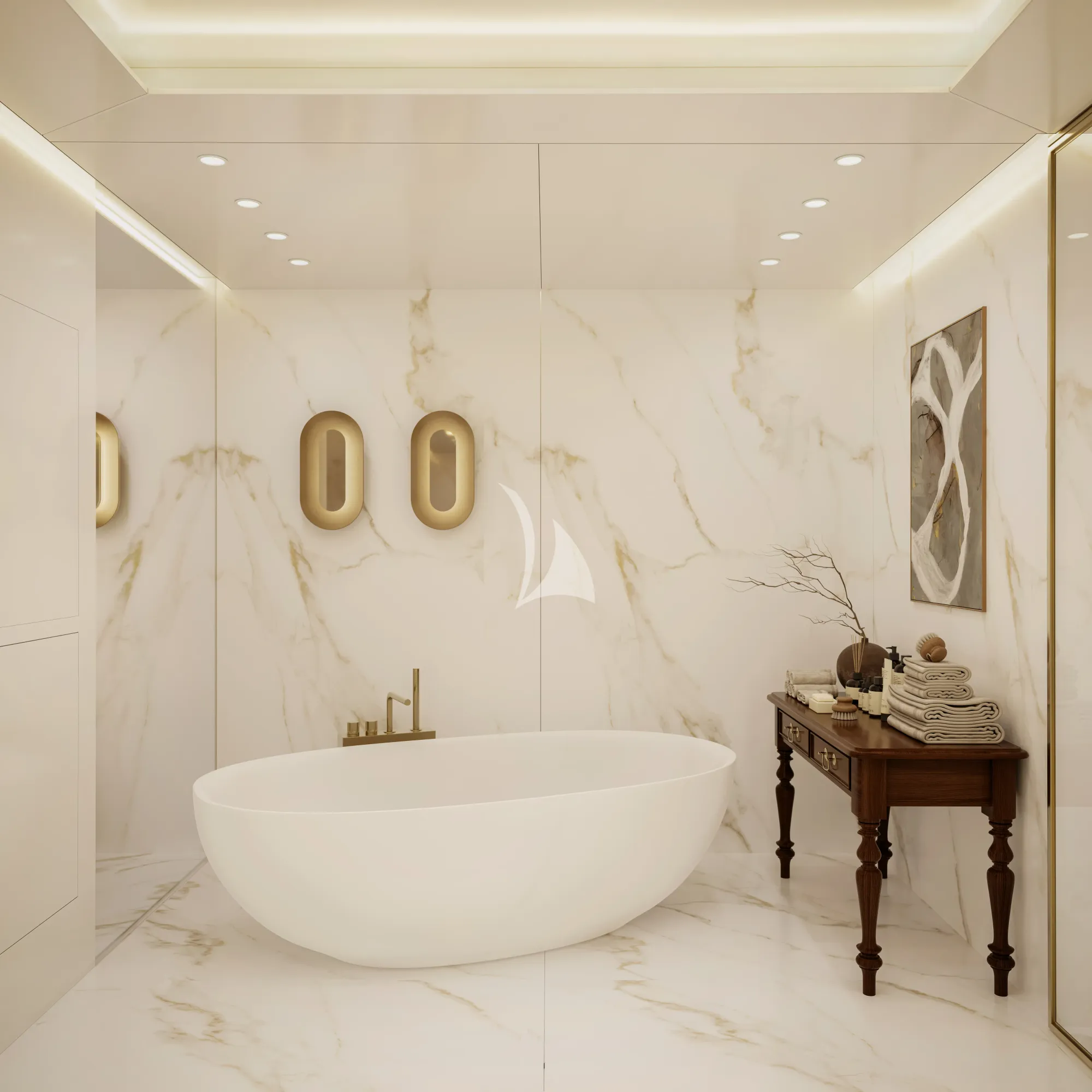 GRAND OCEAN Blohm&Voss 85m - master cabin bathtub