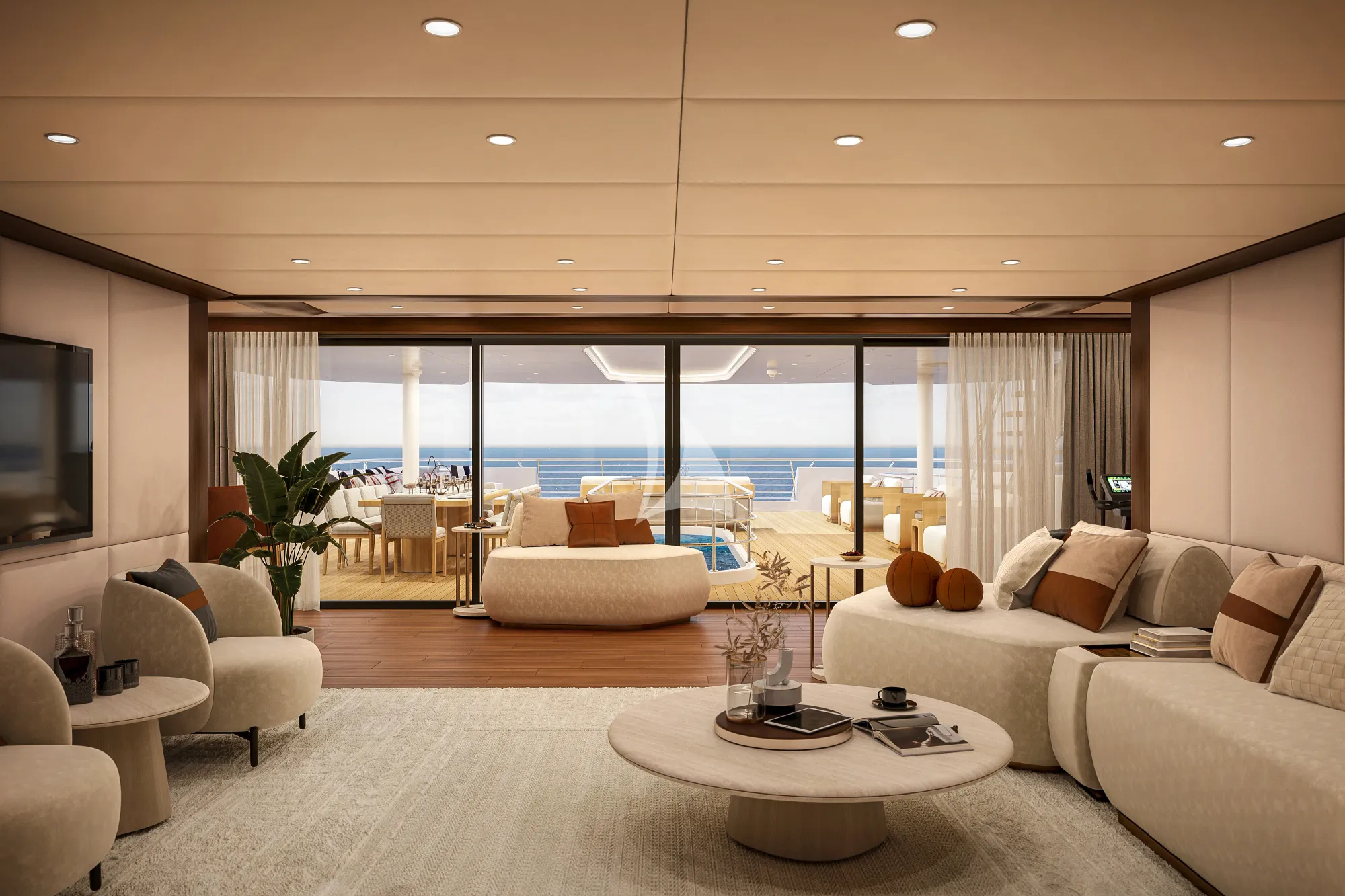 GRAND OCEAN Blohm&Voss 85m - owner's deck saloon