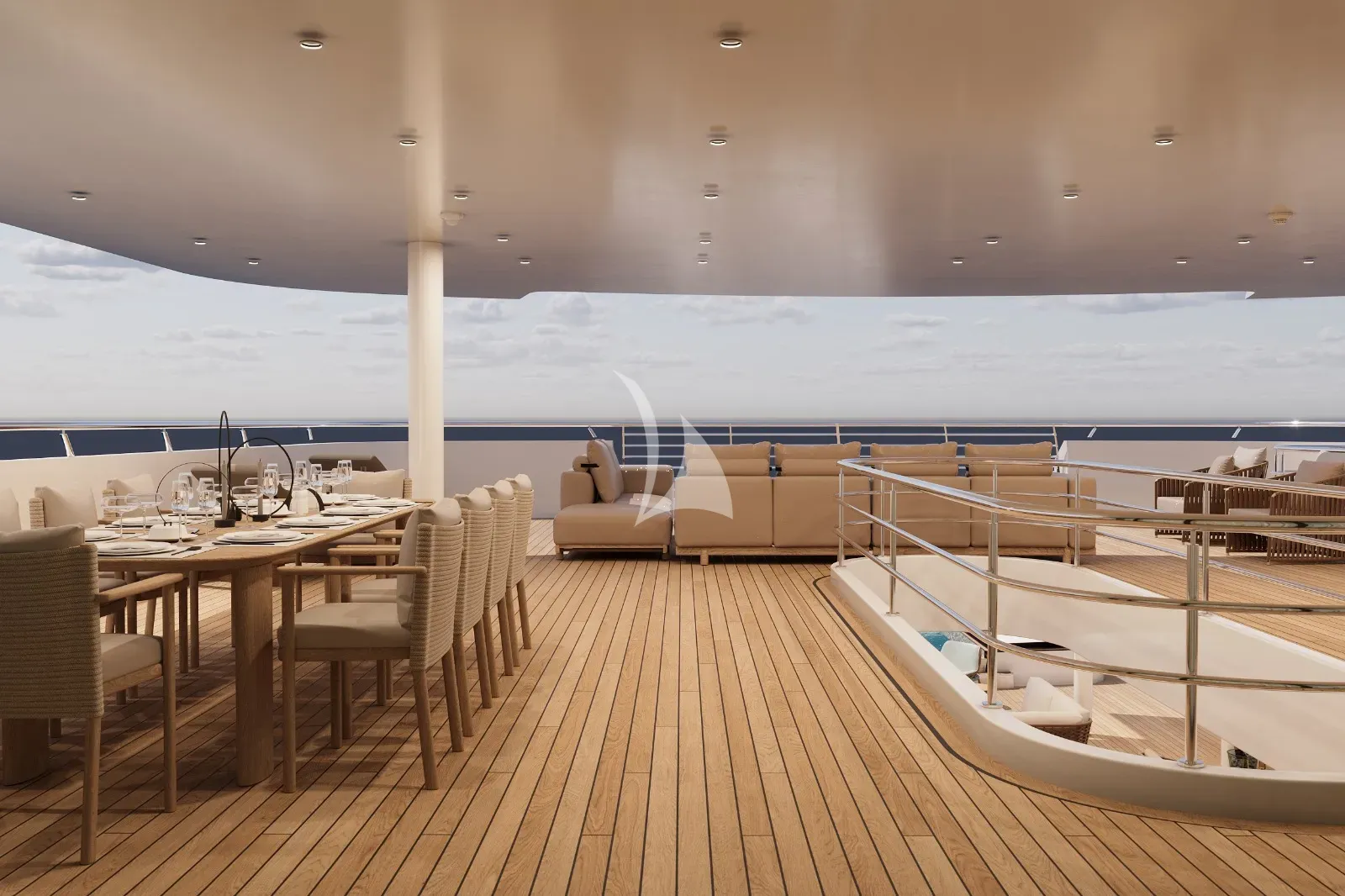 GRAND OCEAN Blohm&Voss 85m - sky deck alfresco dining area