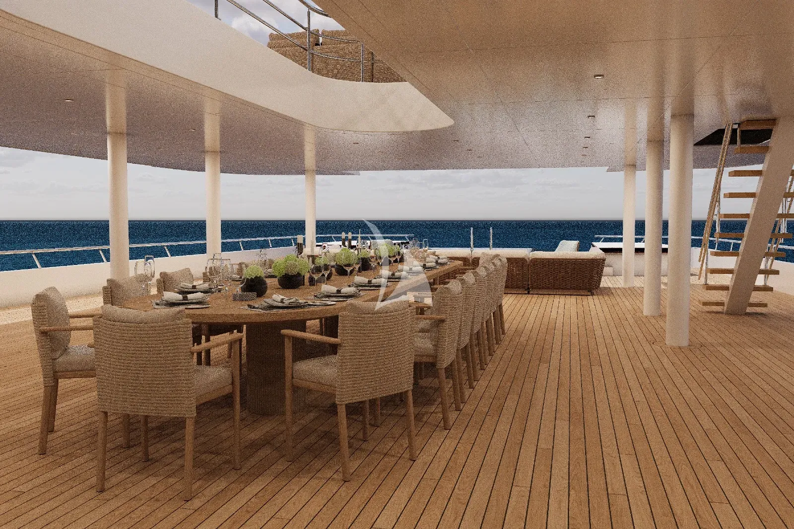 GRAND OCEAN Blohm&Voss 85m - bridge deck alfresco dining area