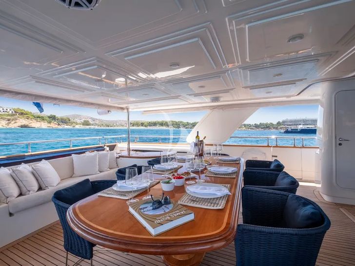 HAG Custom Line 30m - main aft deck alfresco dining area HAG Custom Line 30m - main aft deck alfresco dining area