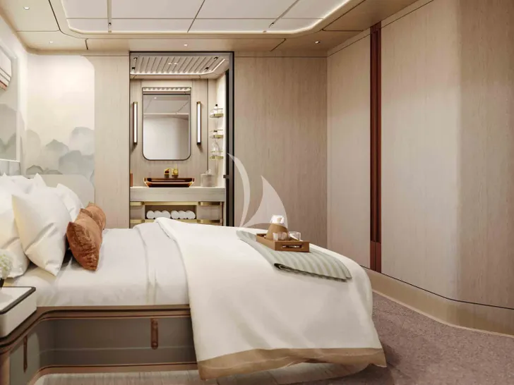 HAZE 2 Cantiere Delle Marche Darwin 102 - VIP cabin 1 bed and bathroom entrance HAZE 2 Cantiere Delle Marche Darwin 102 - VIP cabin 1 bed and bathroom entrance