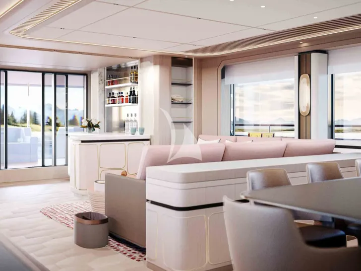 HAZE 2 Cantiere Delle Marche Darwin 102 - main saloon and bar HAZE 2 Cantiere Delle Marche Darwin 102 - main saloon and bar