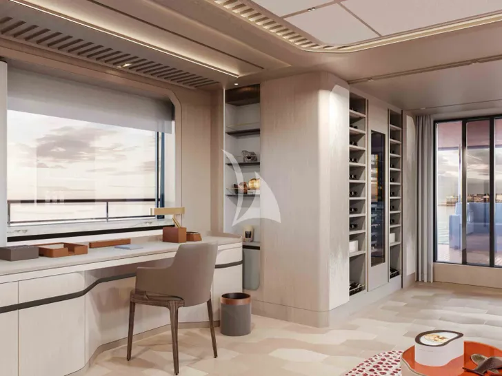 HAZE 2 Cantiere Delle Marche Darwin 102 - main saloon work area HAZE 2 Cantiere Delle Marche Darwin 102 - main saloon work area