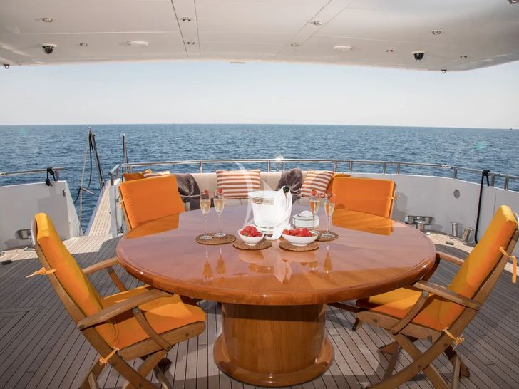 HEARTBEAT OF LIFE Heesen 28m - aft alfresco dining area HEARTBEAT OF LIFE Heesen 28m - aft alfresco dining area