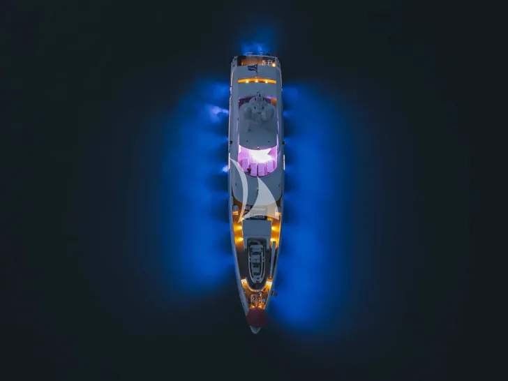 HOME Heesen 50m Aluminium FDHF - top shot at night HOME Heesen 50m Aluminium FDHF - top shot at night