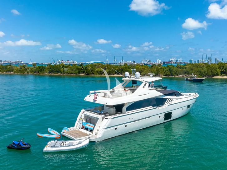 HOYA SAXA Ferretti 850 - anchored with the water toys HOYA SAXA Ferretti 850 - anchored with the water toys