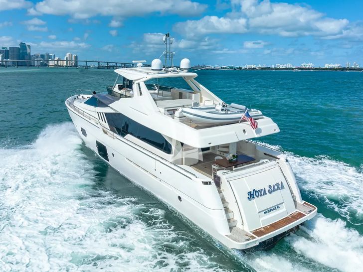 HOYA SAXA Ferretti 850 - cruising aft view HOYA SAXA Ferretti 850 - cruising aft view