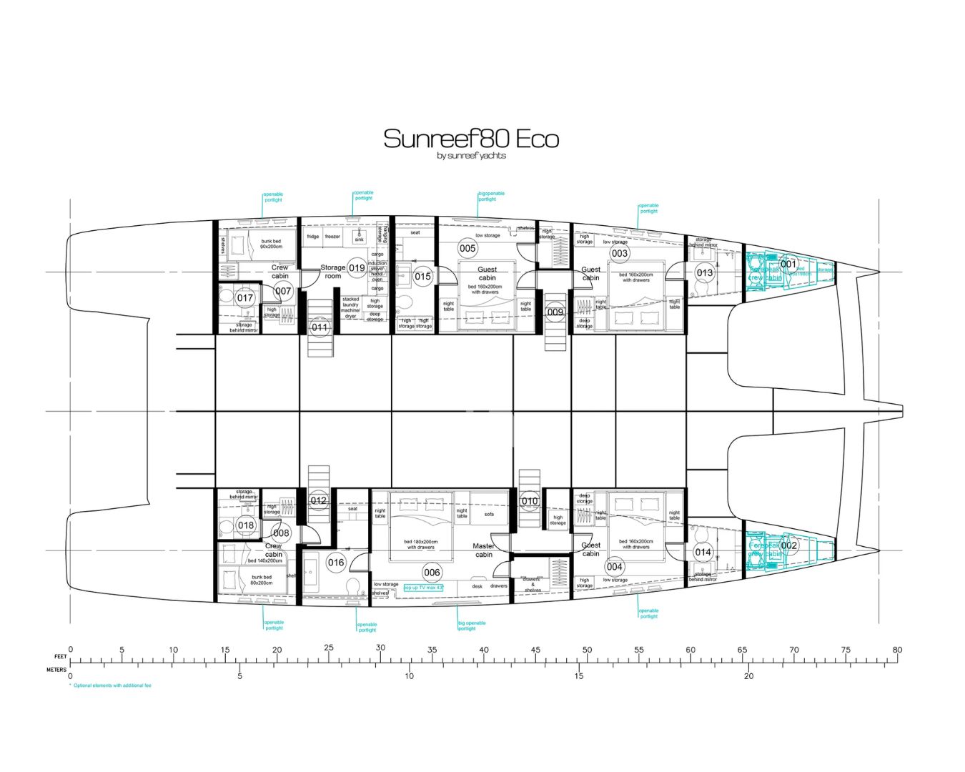 Layout for HU LYSSE Sunreef 80 Sail Eco - cabin layout