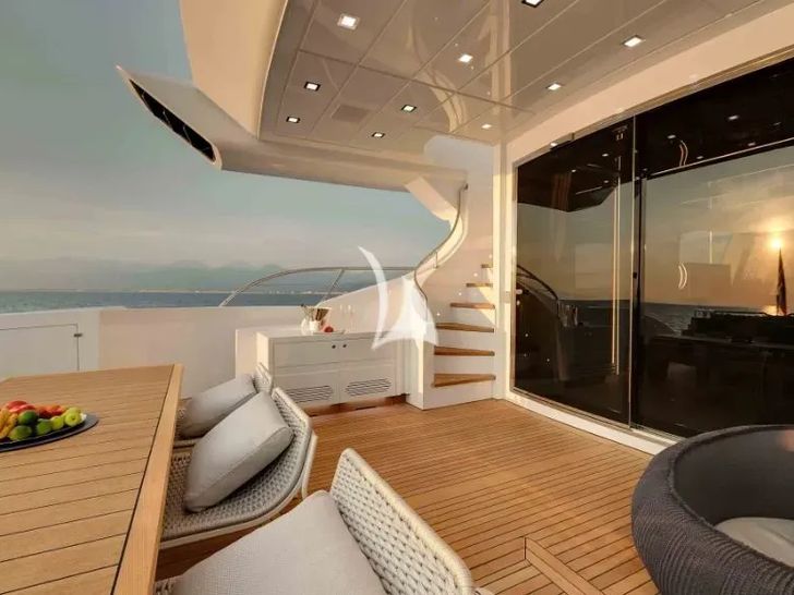 IARY Overmarine Mangusta 110 - aft deck under the sunset IARY Overmarine Mangusta 110 - aft deck under the sunset
