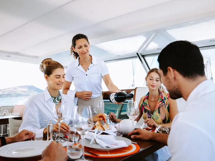 IL MIO CANTO LIBERO Nautor's Swan 105 - dining onboard IL MIO CANTO LIBERO Nautor's Swan 105 - dining onboard