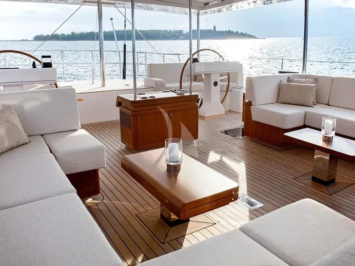 IL MIO CANTO LIBERO Nautor's Swan 105 - upper deck lounge area IL MIO CANTO LIBERO Nautor's Swan 105 - upper deck lounge area