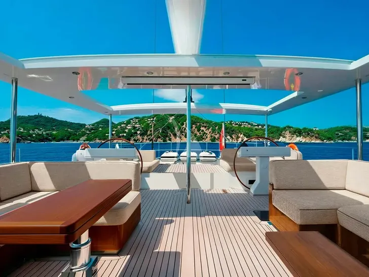 IL MIO CANTO LIBERO Nautor's Swan 105 - upper deck lounge area open IL MIO CANTO LIBERO Nautor's Swan 105 - upper deck lounge area open
