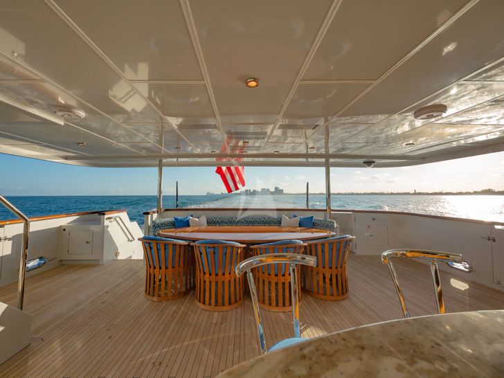 I LOVE THIS BOAT Christensen 145 - main aft deck seating and dining area I LOVE THIS BOAT Christensen 145 - main aft deck seating and dining area