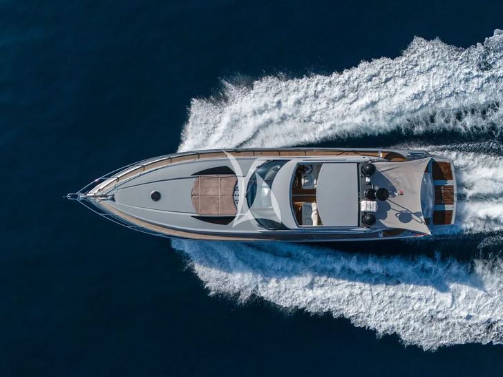 IMPERIUM Sunseeker Predator 68 - top aerial shot cruising IMPERIUM Sunseeker Predator 68 - top aerial shot cruising