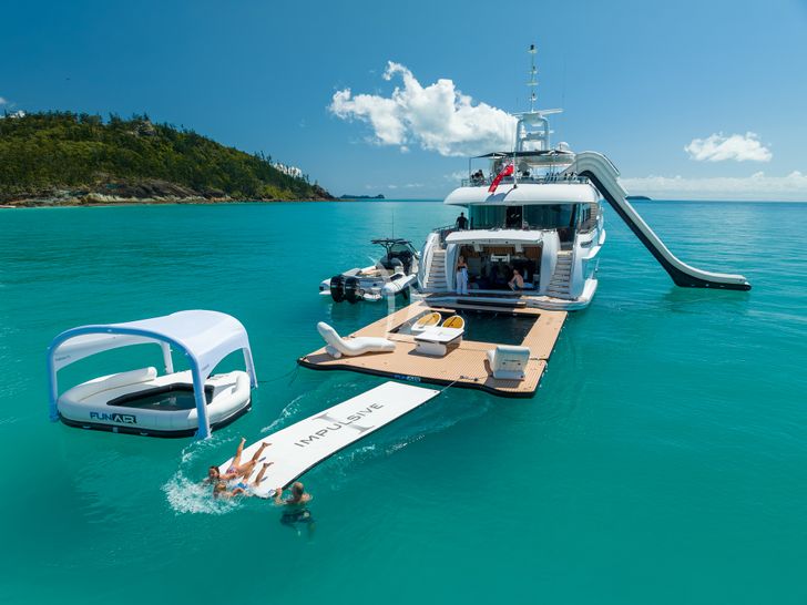 IMPULSIVE Mondomarine 40m - anchored with the water toys IMPULSIVE Mondomarine 40m - anchored with the water toys