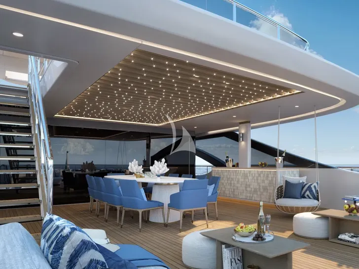 INDIGO Benetti B.Now 50 - sky deck alfresco dining area INDIGO Benetti B.Now 50 - sky deck alfresco dining area