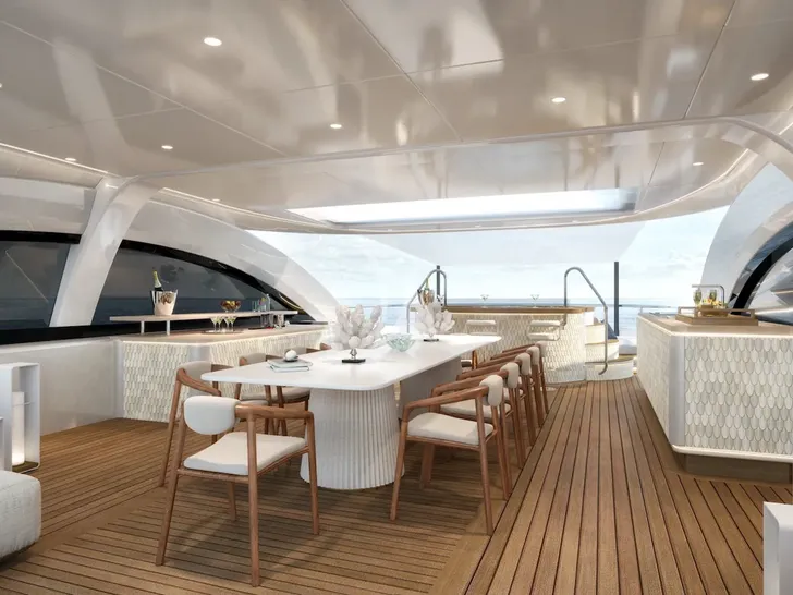 INDIGO Benetti B.Now 50 - sundeck dining area INDIGO Benetti B.Now 50 - sundeck dining area