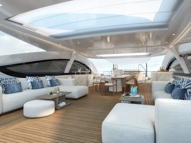 INDIGO Benetti B.Now 50 - sundeck lounge and dining area INDIGO Benetti B.Now 50 - sundeck lounge and dining area