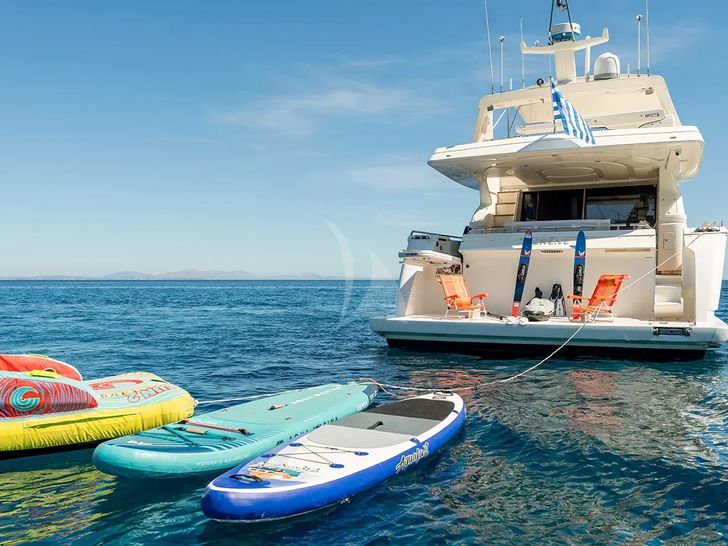 IRENE Ferretti Custom 69ft swimming platform with water toys